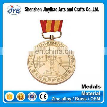 souvenir award zinc alloy wushu championship medal with lanyard