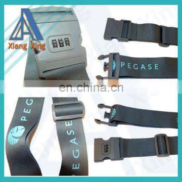 Custom logo plastic coded lock luggage strap with adjustable buckle