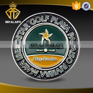 Promotional Custom Golf Club Golf Ball Marker in Silver Plating