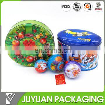 Ball shaped decorative Christmas metal gift tin box