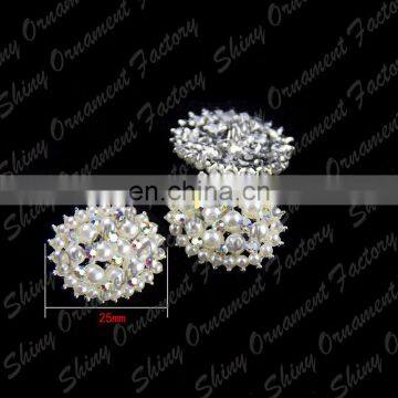 New alloy crystal rhinestone pearl button for wedding garment