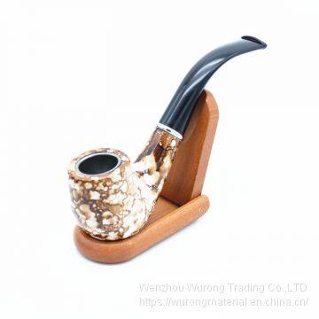 255mm Length Short Wooden Resin Medium Tobacco Pipe With Multi-color Round Head for Smoking photo-2