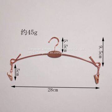 Wholesale Good Quality Socks Bra Underwear Hangers Gold Metal Hanger With 2 Clips Clothes Rack photo-2