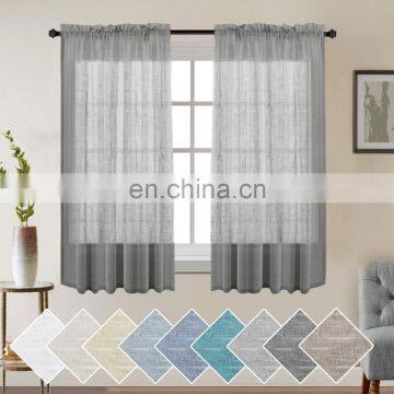 Natural Linen Soft voile Sheer Curtains 63 inches Semi Sheer Curtain Panels for Bedroom