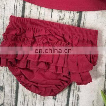 2019 Summer Red Girls Dress & Ruffle Bloomer Pants & Headband 3pc Set photo-6