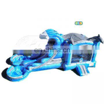 inflatable custom customized color dual lane dolphin bouncy castle house bouncer slide