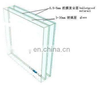 Commercial bank laminated tempered glass for bullet proof