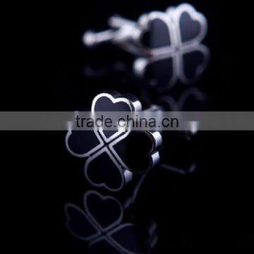 Flower Cufflinks 1Pair Silver Fashion Men Gift Wedding Party Wedding Black Paint