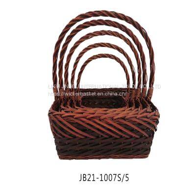 Rattan gift basket made in China  fruit container flower basket for wedding