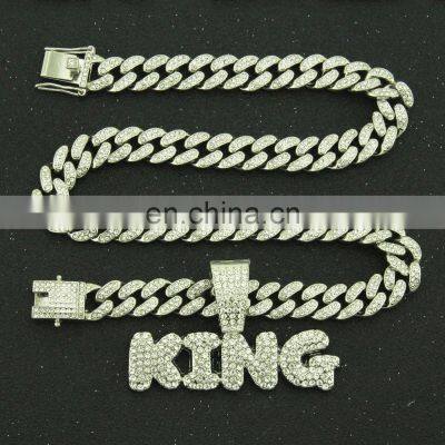 New Design 26 English Letter Pendant Jewelry Hiphops Cuban Chain 18K Gold Plated Zircon Necklace photo-4
