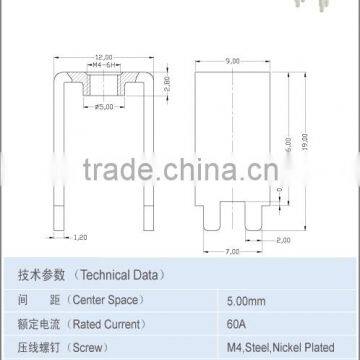 Brass Auto Battery Terminal Brass Parts 60A Center Space 5.00*10.80mm photo-2