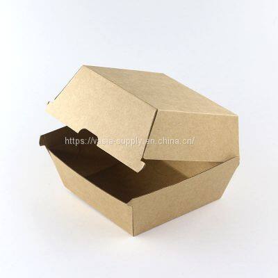 Disposable kraft corrugated cardboard clamshell box burger food clamshell container china supplier