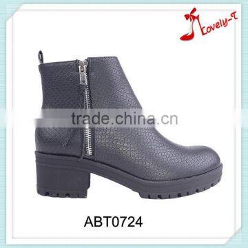 Wholesale women double zipper summer fashionable work snake print ankle boots for women