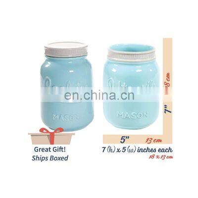 250ml New Factory Custom Empty Decorative Mini Ball Round Small Wide Mouth Ceramic Mason Jar With Lid