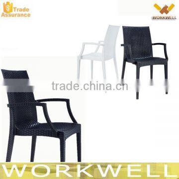 WorkWell simple design colorful outdoor plastic arm chair KW-P19