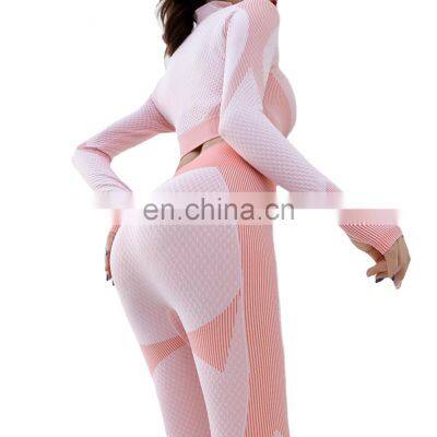 2021 New Long Sleeve Yoga Suit Sport Plus-size Xxxl Women's Wear Running Breathable Seamless Fashion Sport Casual Yoga Pant Suit photo-5