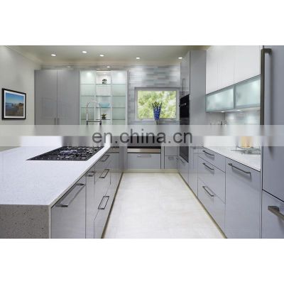 High End Lacquer Kitchen Pantry Gray Glossy Kitchen Cabinet Kitchen Cupboard Price