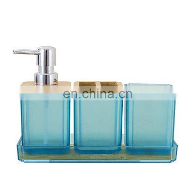 New Design Translucent 7-piece Plastic Bamboo Decorative Bathroom Accessories Set photo-5