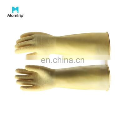 Yellow Ondustrial Technical PU Latex Black Gloves With Vein Waterproof Chemical Resistance Rubber Safety Gloves