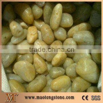 chinese yellow marble pebble tile for home decor