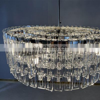 Large round Brass Iron Crystal Chandelier with Black Finish Luxury Hotel Lobby Pendant LED Light for Wedding Decor Living Room