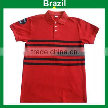 Men's Polo shirt in pique cotton with small yarn dyed stripes/Brazil brand polo wear /or print stripe