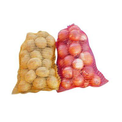 High Quality 50cm*80cm Plastic Vegetables and Fruits PP Mesh Bag Tubular Onions Drawstring with Custom Logo
