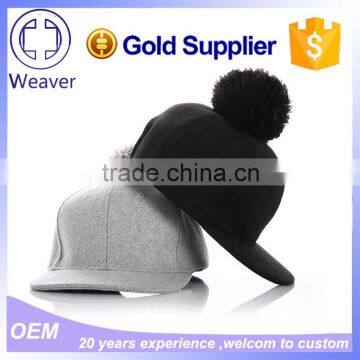 High Quality Custom Woolen 6 Panel Snapback Cap with PomPom