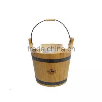 Handmade wooden round ice bucket with handle                        
                                                Quality Choice