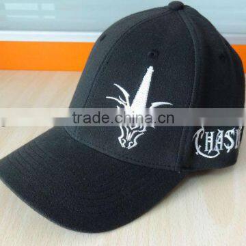 custom embroidery wool black fitted caps hat