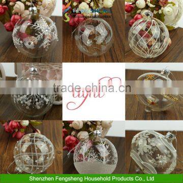 Christmas clear glass baubles etched sparkling vintage Decorations