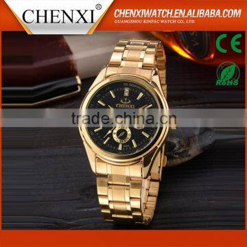 High Quality 3Atm Water Resistant Japan Movement Quartz Newest Golden Watch Men