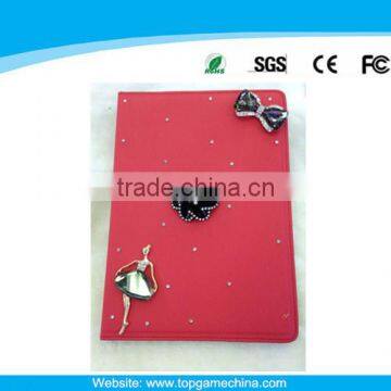 Rhinestone leather flip case for ipad air smart case
