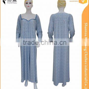 95%polyester 5%spendax milk silk casual muslim night robe with floral print