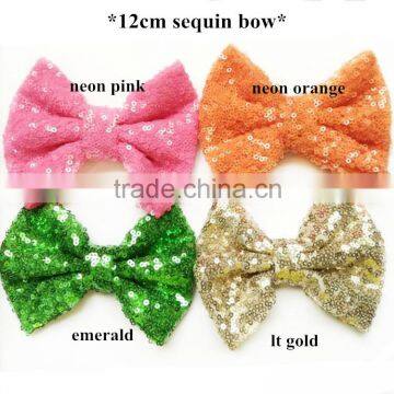 Wholesale Kids Christmas Decorative 12cm Sequin Fabric Hair Bow Elastic Head Wraps photo-4