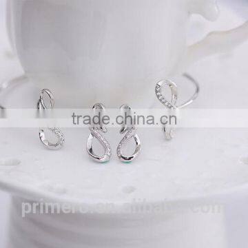 Fashion 18K White Plated Infinity Rhinestone Earrings Necklace Bracelet Set Jewelry