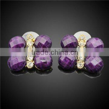 Shining Popular Handmade African Beads Pink Resin Jewelry Set Rings Jewelry Purple Stone photo-5