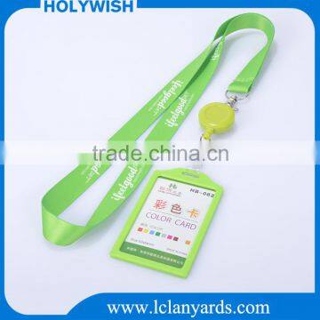 Polyester Custom green personalized badge reel lanyard with card holder