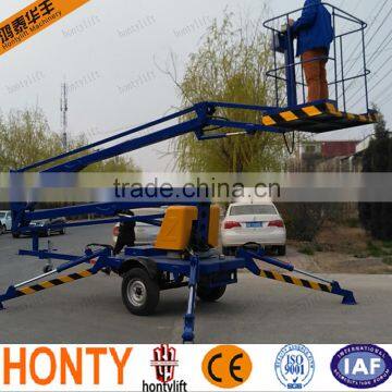 Small telescopic trailer articulating boom lift