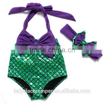 2016 baby girls swimsuit within matching headband set,wholesale kids swimwear