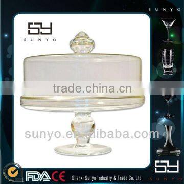 High Transparent Elegant Glass Cake Stand And Dome