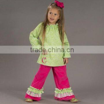 Little Girls Ruffle Tunic Top Long Sleeves Boutique Wholesale Children's Fancy Top Pant Set Tunic Top With Matching Ruffle Pant photo-2