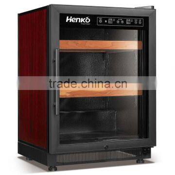 red wood grain compressor wine refrigerator