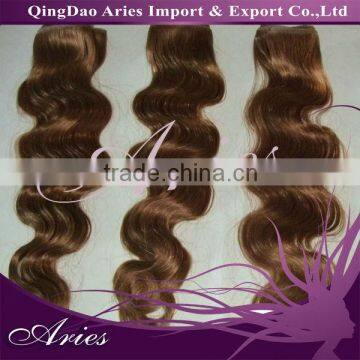 20inch-50cm long PU skin weft hand-made weaving human hair #08 Light brown