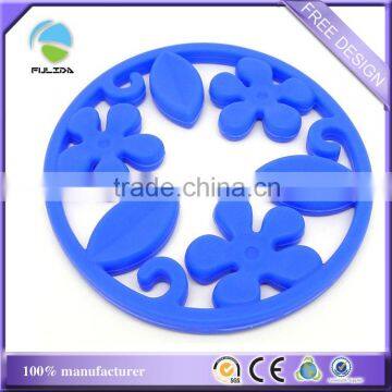 export custom blue hollow out Cutout flowers pattern soft pvc coaster decorating