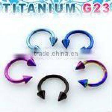 Titanium G23 anodized circular barbell - 16g (eyebrow), 3/8", 3mm cones