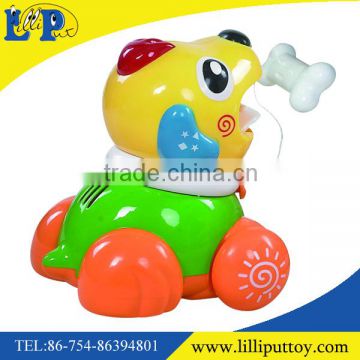 Baby toy colorful cartoon drag dog toy with bone