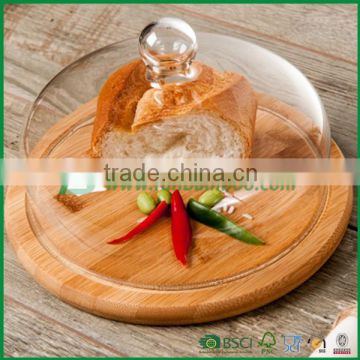 Decorative bamboo wooden serving plate with clear lid