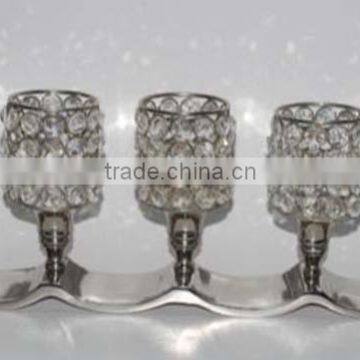 Aluminium Crystal 5 arm t ligth/candle holder