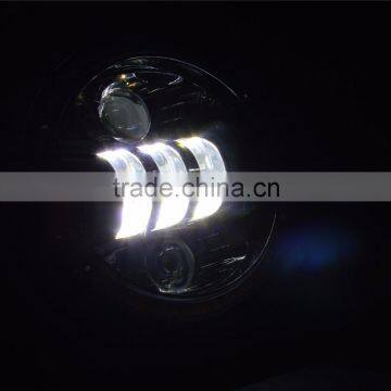 Flashing 50W 5.75 Inch Motorcycle Projector LED Headlight Angle Eye DRL Flashing Halo 5 3/4" Head Lamp for Harley Davidso-n photo-3